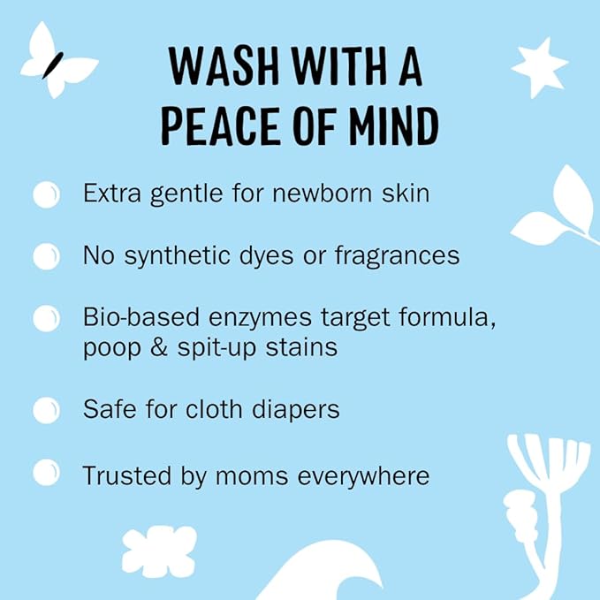 Molly's Suds Baby Liquid Laundry Detergent | Removes Formula, Poop & Spit-Up Stains | Extra Gentle for Infants, Babies, Toddlers (Fragrance Free, 100 Loads)
