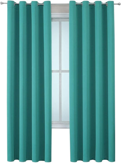 ChrisDowa Grommet Room Darkening Curtains for Bedroom and Living Room - 2 Panels Set Thermal Insulated Blackout Curtains (Teal, 52W x 95L)