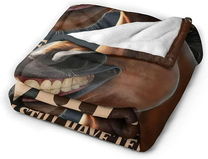 Funny Horse Throw Blanket Soft Fleece Blanket Men Women Gift for Kids Boys Girls for Party Couch Sofa Bed Deco Blankets 60x50 Inches