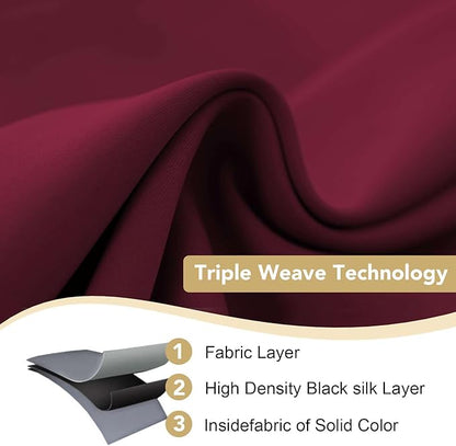 H.VERSAILTEX Curtains Ultra Sleep Well Microfiber Blackout Thermal Insulated Grommet Drapery Panels Energy Efficient Window Curtains/Drapes for Christmas (Set of 2, Burgundy, 52 x 96 Inch)