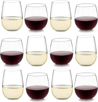 Libbey Stemless Wine Glasses Set of 12, Dishwasher Safe Set Of Wine Glasses, Perfect for Cocktails, Water, and Outdoor Glassware