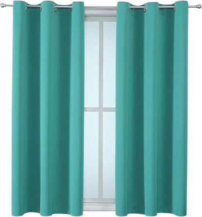ChrisDowa Grommet Room Darkening Curtains for Bedroom and Living Room - 2 Panels Set Thermal Insulated Blackout Curtains (Teal, 42W x 63L)