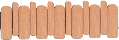 Wall Mounted Piano Key Hanger | Flip Style Hook | Entrance Wall Art Hook, Made of Oak Wood (3 Times Painted, 4 Times Polished) (Arc Beech, 6Hooks)