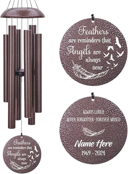 Personalized Wind Chimes for Loss of Loved One, Bereavement & in Memory Wind Chimes, Sympathy Gifts in Memory of Father, Mother, or a Loved One