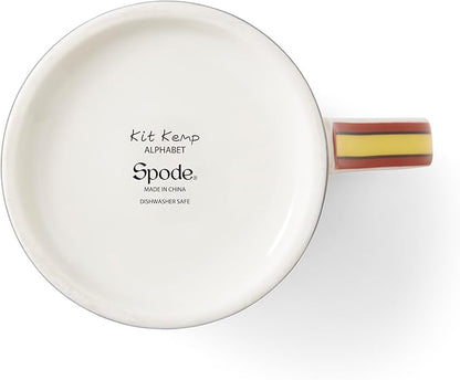Spode Kit Kemp Alphabet Mug - Letter T Monogram in Fine China, 12oz Ceramic Coffee Cup for Hot Drinks, Personalized Drinkware for Unique Gifts, Dishwasher Safe Tea or Coffee Mug - Gift Box Included