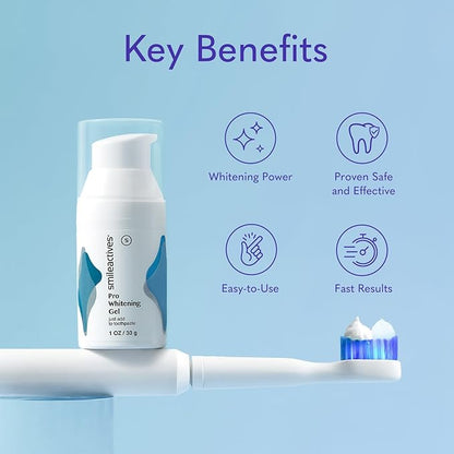 Smileactives Teeth Whitening Gel for Toothpaste with Clinical-Grade Hydrogen Peroxide, Tooth Stain Remover for White Teeth, Dentist Quality Pro Whitening Gel to Remove Coffee Stains, 3 Pack, 1 oz