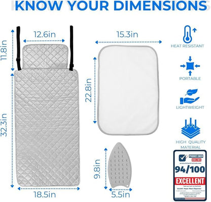 Premium Ironing Mat Heat Resistant Silicone Iron Rest Non Slip Magnetic Portable Ironing Pad Table Top Countertop Quilted Insulating Pad Travel Quilting Cover Scorch Mesh Blanket Over The Door