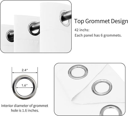 Easy-Going Blackout Curtains for Bedroom, Solid Thermal Insulated Grommet and Noise Reduction Window Drapes, Room Darkening Curtains for Living Room, 2 Panels(42x84 in, White)