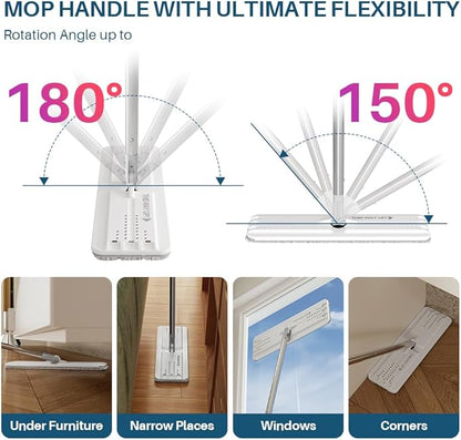JOYMOOP Mop and Bucket Set, Dust Mops for Floor Cleaning, Wall Mop with 4 Microfiber Mop Head Replacement