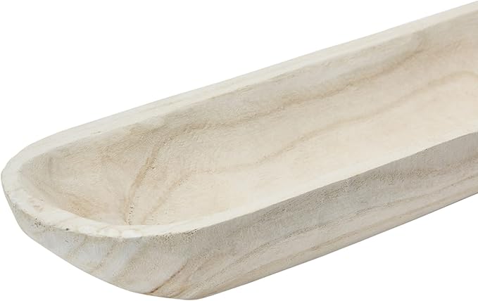 Creative Co-Op Decorative Paulownia Wood Tray, White