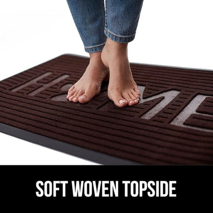 GORILLA GRIP 100% Waterproof All-Season WeatherMax Doormat, 47x35, US Designed Natural Rubber, Stain and Fade Resistant, Low Profile Indoor Outdoor Door Mats, Easy Clean Patio Mat, Espresso Home Paw