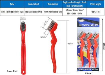 GOLDEN SMILE 3-Pack Heavy-Duty Stainless Steel Wire Brushes – 7" Ultra-Stiff 5x29 Grid (40% Denser Bristles) – Resists Bending, Rust & Grime Blaster for Industrial Cleaning