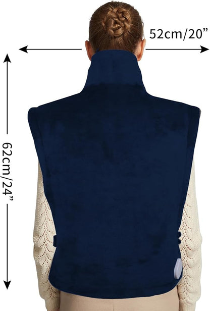 26" x 35" Flannel Neck&Shoulder&Back Heating Pad with 12 Temperature Settings&Countdown Timer, Pain Relief for Back/Neck/Shoulders/Menstrual Pain, Christmas Gifts for Women Men Mom Dad(Navy Blue)