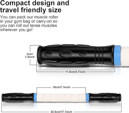 iGreely Premium Muscle Roller The Ultimate Massage Roller Stick 17 Inches Recommended by Physical Therapists Promotes Recovery Fast Relief for Cramps Soreness Tight Muscles-White