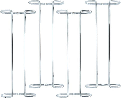 10 Inch Wine Glass Rack Under Cabinet Shelf Stemware Storage Hanging Hanger Organizer Glasses Holder with Drying Under Counter Metal for Kitchen and Bar Set of 4 Silver