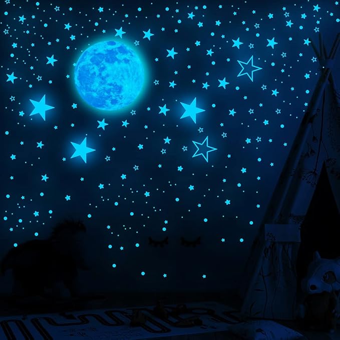 1049Pcs Glow in The Dark Stars and Moon for Ceiling, Wall Bedroom Chirldren's Room Stickers Decals Decor, Boys & Girls' Gifts