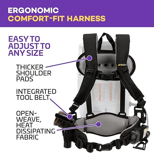 ProTeam Vacuum Backpack, ProVac FS 6 Commercial Backpack Vacuum Cleaner with HEPA Media Filtration and Small Business Kit, 6 Quart, Corded
