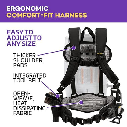 ProTeam Vacuum Backpack, ProVac FS 6 Commercial Backpack Vacuum Cleaner with HEPA Media Filtration and Small Business Kit, 6 Quart, Corded