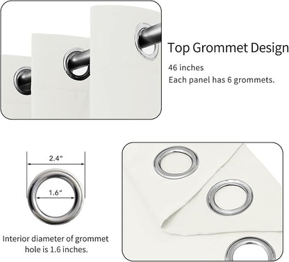 Easy-Going Blackout Curtains for Bedroom, Solid Thermal Insulated Grommet and Noise Reduction Window Drapes, Room Darkening Curtains for Living Room, 2 Panels(46x84 in, Ivory)