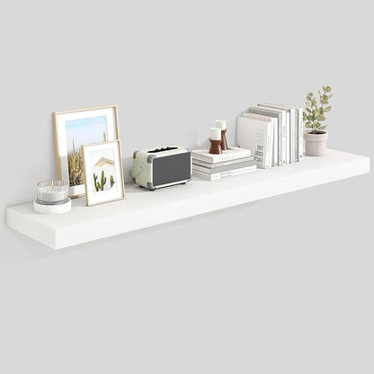 Heimlove 55 Inch Floating Shelves for Wall,10 Deep Large White Wall Shelf with Heavy Duty Brackets,Wall Mounted Storage & Display Shelves for Bedroom,Living Room,Kitchen,Office