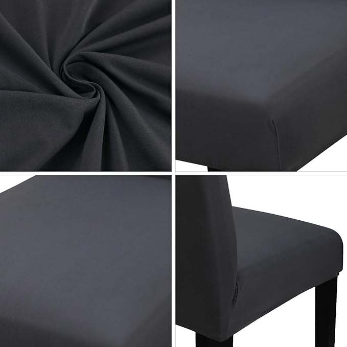 JQinHome Dining Chair Covers Dining Room Chair Slipcovers,High Stretch Removable Washable Parsons Chair Slipcover for Home Party Hotel Wedding Ceremony (Grey)