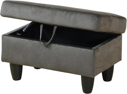 Ottoman Rectangular Storage Ottoman Bench, Flannel Footrest Stool Footstool with Lid for Living Room, Bedroom, Entryway, Brown, 28.5"x19"x17.5"