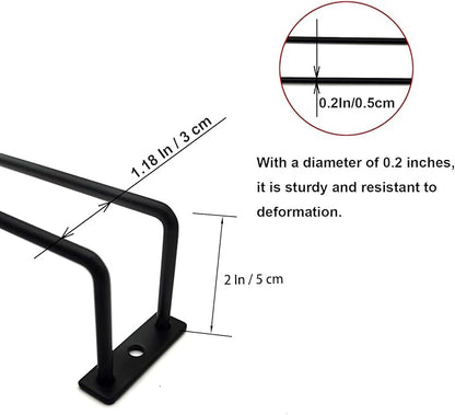 14-Inch Black Wine Glass Rack, Under Cabinet Wine Glass Holder Stainless Steel Stemware Rack - Hanging Stemware Holder for Cabinet Kitchen Bar, Set of 4