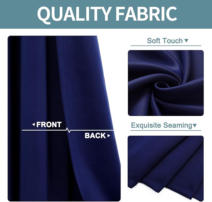ChrisDowa Blackout Curtains 48 inches Long for Bedroom - 2 Panels Set Grommet Thermal Insulated Room Darkening Curtains for Living Room (Navy Blue, 42 x 48 Inch)