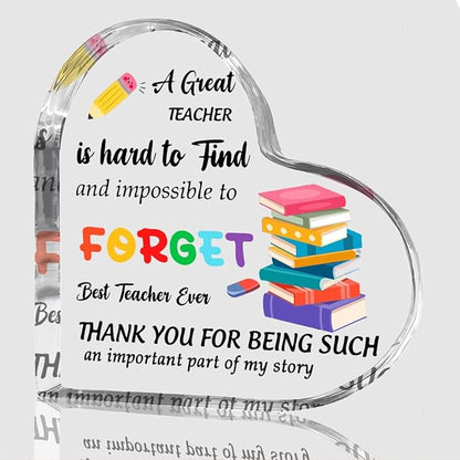 Teachers Day Graduation Season Opening Season Gifts Teacher Gifts Teacher Appreciation Gifts Best Teacher Gifts for Women Acrylic Heart for Her Coworker Friend Principal Educator Birthday Christmas