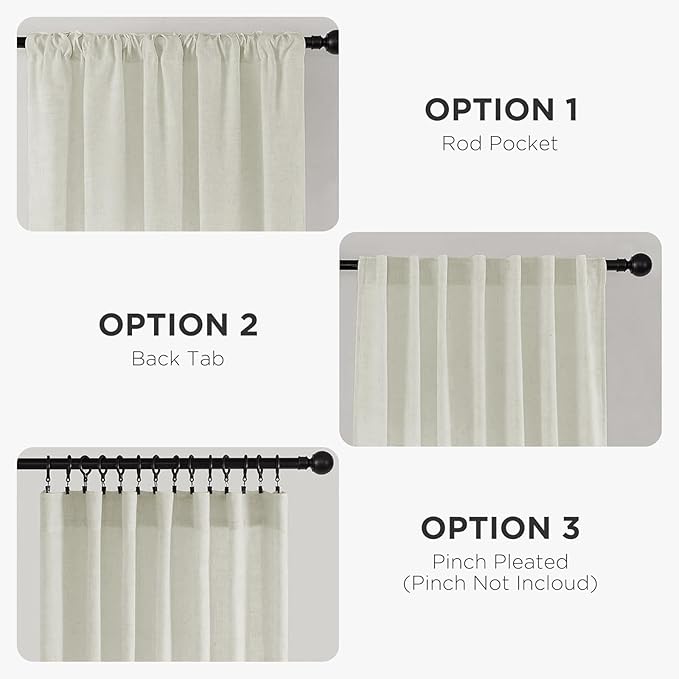 Joydeco Linen Curtains 72 Inch Length 2 Panel Sets,Light Filtering Curtains for Bedroom 52 Inch Wide Living Room Drapes with Back Tabs & Rod Pockets (W52 x L72 Inch, Oatmeal)