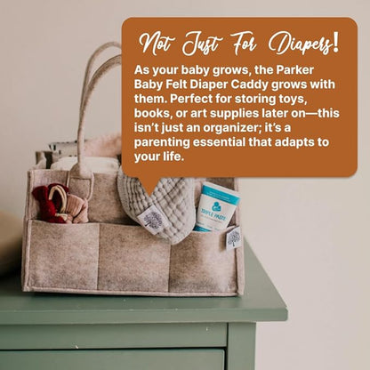 Parker Baby Diaper Caddy - Nursery Storage Bin and Car Organizer for Diapers and Baby Wipes - Oatmeal, Regular
