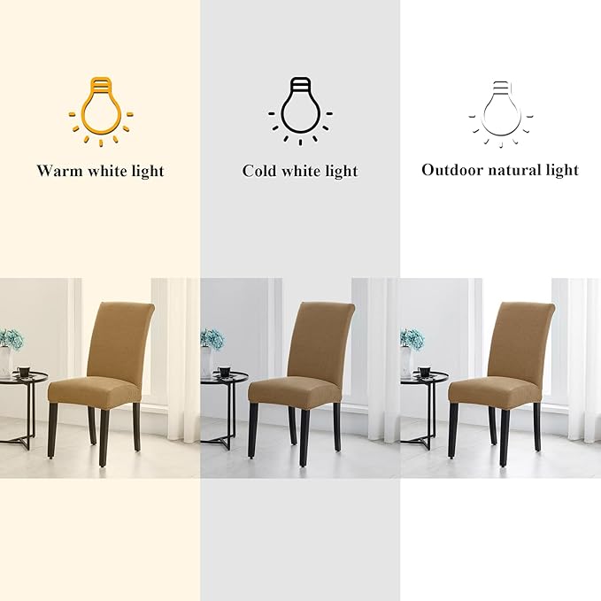 Joccun Chair Covers for Dining Room Set of 2,Dining Chair Slipcovers Stretch Dining Room Chair Covers Seat Protector,Washable Parsons Chair Cover for Home,Hotel,Banquet(Tan,2 Pack)