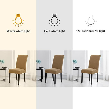 Joccun Chair Covers for Dining Room Set of 2,Dining Chair Slipcovers Stretch Dining Room Chair Covers Seat Protector,Washable Parsons Chair Cover for Home,Hotel,Banquet(Tan,2 Pack)