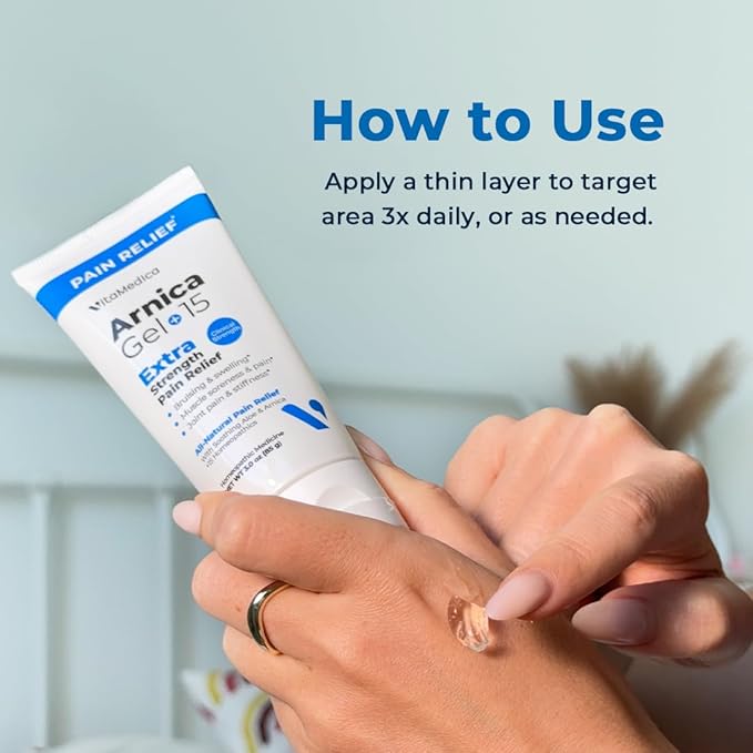 VitaMedica Arnica Gel Plus 15 Healing Plant Compounds, Extra Strength Formulation for Bruising, Swelling, Joint Pain, Muscle Soreness & Stiffness, All-Natural, Plant-Based Pain Relief