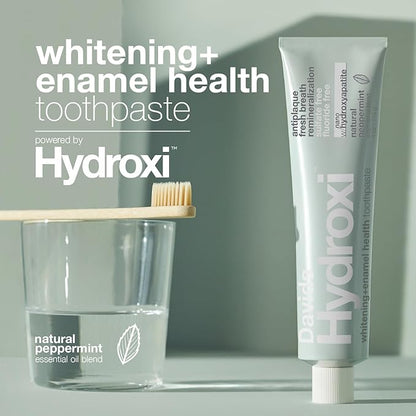Davids Hydroxi Fluoride Free Nano Hydroxyapatite Whitening + Enamel Health Toothpaste, Antiplaque, Fresh Breath, Remineralizing, SLS Free, Natural Peppermint, 4 oz, Made in USA