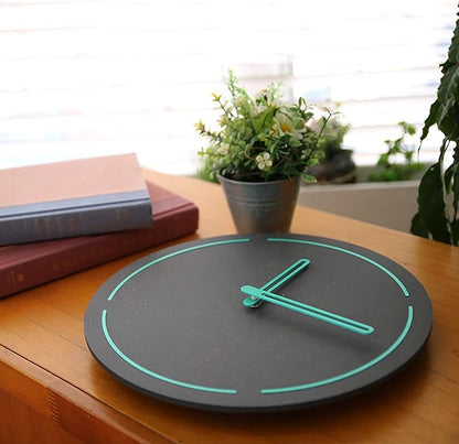 Stephanie Imports Modern Minimalist Dark Concrete Gray Silent Wall Clock (Teal)
