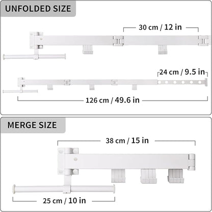Wall Mounted Clothes Drying Rack,Drying Rack Clothing Wall Mount with Foldable Features(Tri-Fold),Space Saver,Wall Mounted Drying Rack for Laundry Balcony Bathroom (White)