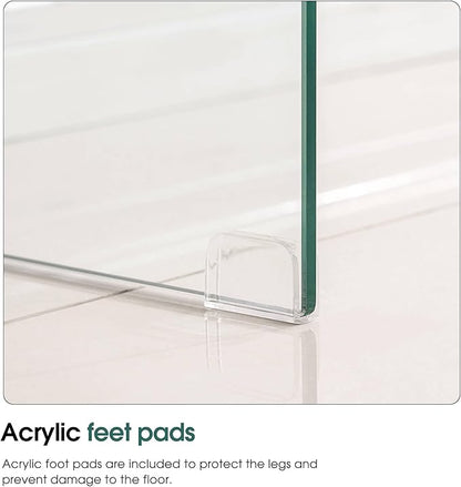 ivinta Glass Console Table with Storage, 31.5'' Modern Narrow Sofa Table with Storage Shelves for Living Room, Hallway, Foyer, Bedroom 5103 (White)