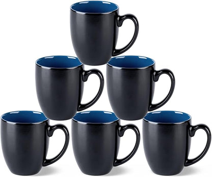 GBHOME 16oz Coffee Mugs Set of 6, Large Ceramic Coffee Mugs for Man, Woman, Dad, Mom, Modern Coffee Mugs Set with handle for Tea/Latte/Cappuccino/Milk/Cocoa. Dishwasher&Microwave Safe,Blue