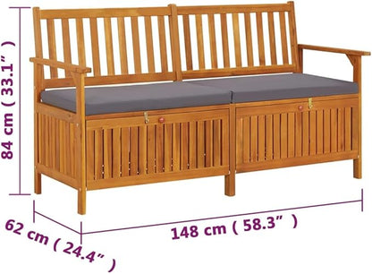 vidaXL Outdoor Storage Bench Deck Box for Patio Furniture Solid Wood Acacia