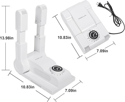 FORLIM Boot Dryer for Work Boots, Shoe Dryer with Heat Blower, Glove Dryer & Boot Warmer - 180° Adjustable Dry Rack - Telescopic Bendable Dry Ports - Intelligent Timer - White