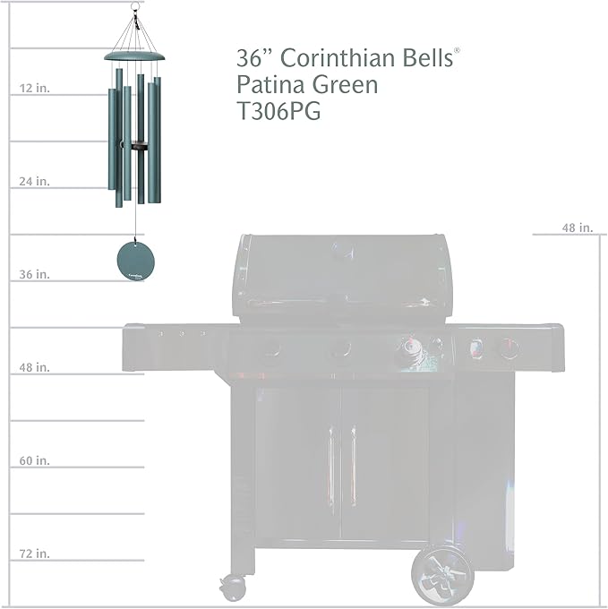 Corinthian Bells by Wind River - 36 inch Patina Green Wind Chime for Patio, Backyard, Garden, and Outdoor Decor (Aluminum Chime) Made in The USA