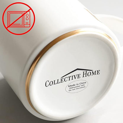 COLLECTIVE HOME - Monogram Ceramic Mugs, 15 oz Golden Initial Coffee Cups, Elegant Alphabet Tea Mugs, Elegant Personalized Mug with Gift Box, Luxurious Cups for Office and Home (m)