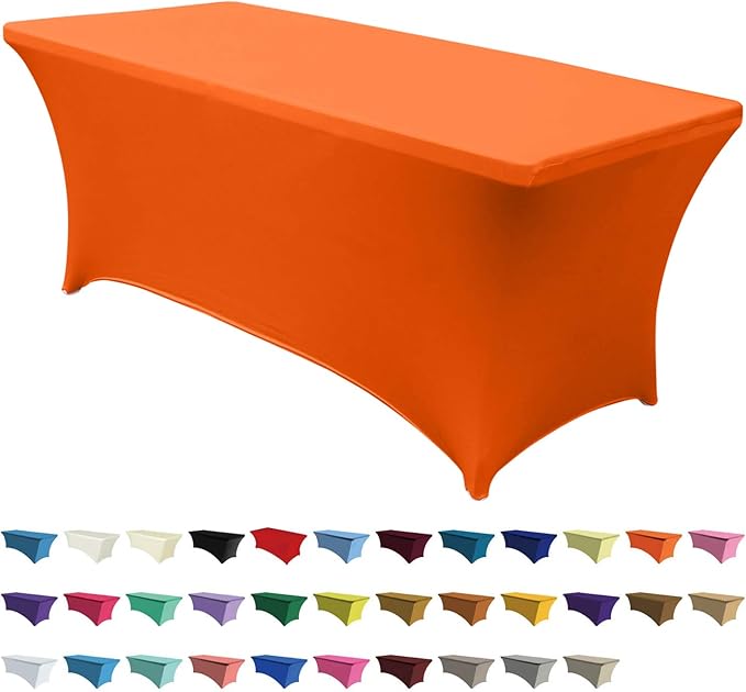ABCCANOPY 6 FT Spandex Table Cover Stretch Fitted Wrinkle Resistant Tablecloth Reuse for Rectangular Folding Table Patry Event Wedding Banquet Protector