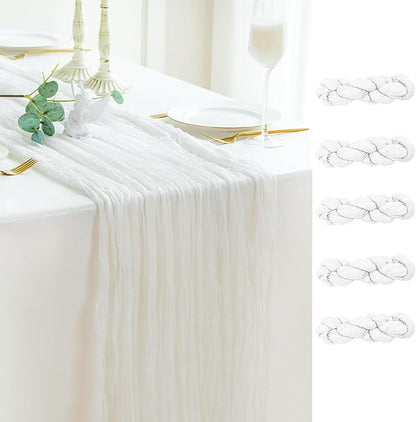 Sioloc Ivory White Cream Cheesecloth Table Runner Fall Autumn Decor for Home 10ft Table Cloth for Tea Wedding Birthday Party Baby Bridal Shower Halloween Thanksgiving