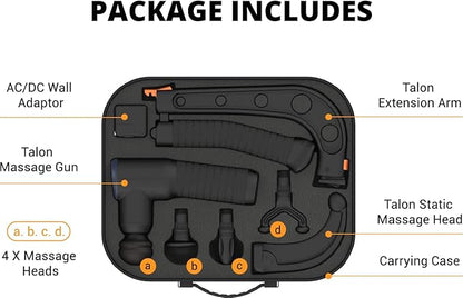 Talon Percussion Massage Gun + Massage Cane + Gun Holder System - Deep Tissue Muscle Massager with Arm Attachment for Whole Body Pain Relief, Upper and Lower Back, Neck & Shoulder Relaxer