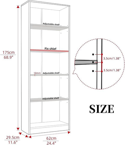 Bookshelf, Open Modern Bookshelf, 5 Shelf Bookcase with Freestanding Display Storage, Wooden Book Shelf for Bedroom, Living Room, Dinning Room, Office,Brown