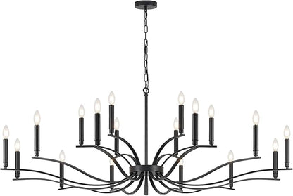 Black Living Room Chandelier 18 Light Hight Ceiling Foyer Candle Chandelier Large Dining Room Light Fixture Over Table 59in Metal Modern Chandeliers Hanging Light for Entry Master Bedroom