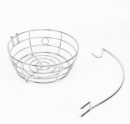Livabber Countertop Fruit Basket Bowl with Banana Hanger, Modern Standing Fruit Vegetable Bowl Storage, with Banana Tree Holder for Kitchen Dinning Table (Round Metal, Chrome)