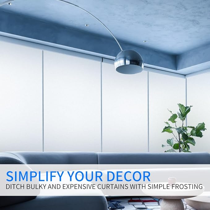 Window Privacy Film with Installation Tools, Static Cling, Anti UV, Heat Control, Ideal for Home Shower Office Glass Door (White Frosted, 17.5X118.1Inch)